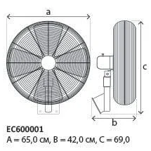 Ventilatore industriale montaggio a parete 60 cm