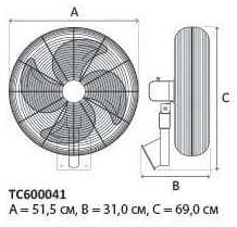 Ventilatore industriale montaggio a parete 50 cm